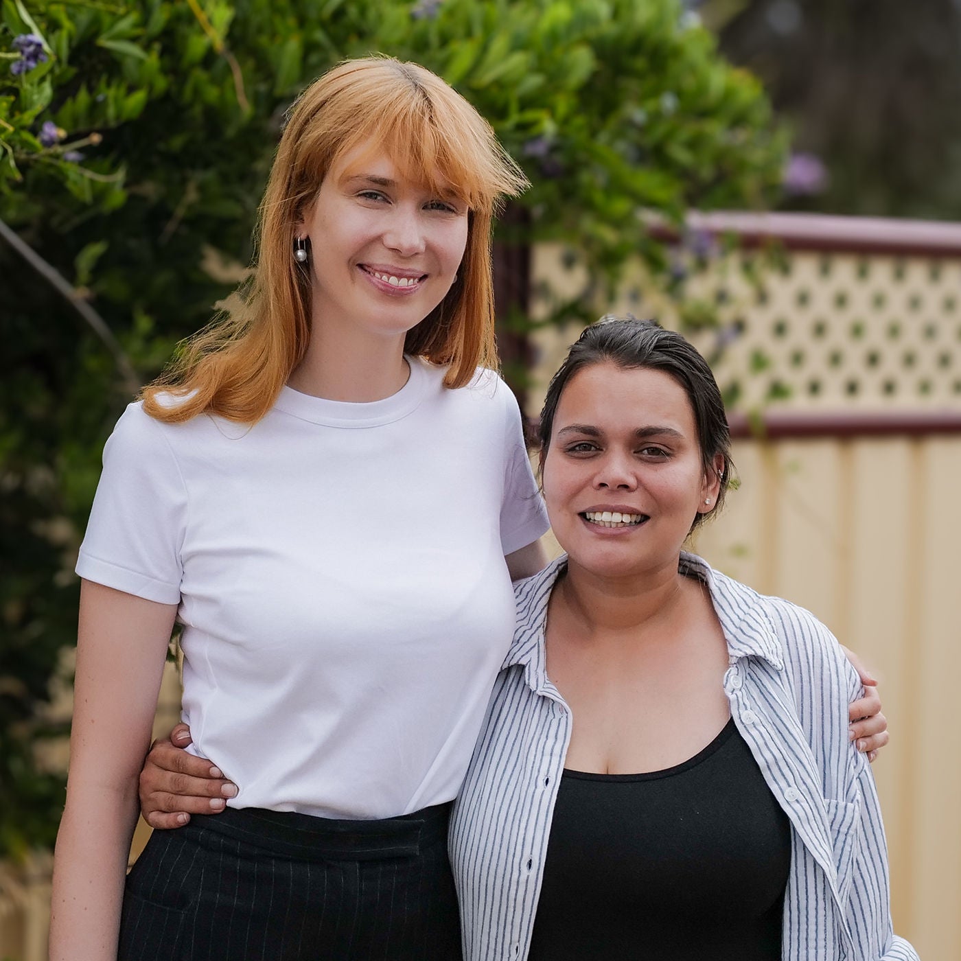 Maurice Blackburn Abuse lawyer Lily with client standing side by side.