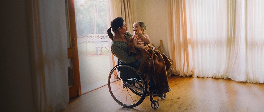 Woman in a wheelchair who has made a motor vehicle accident claim