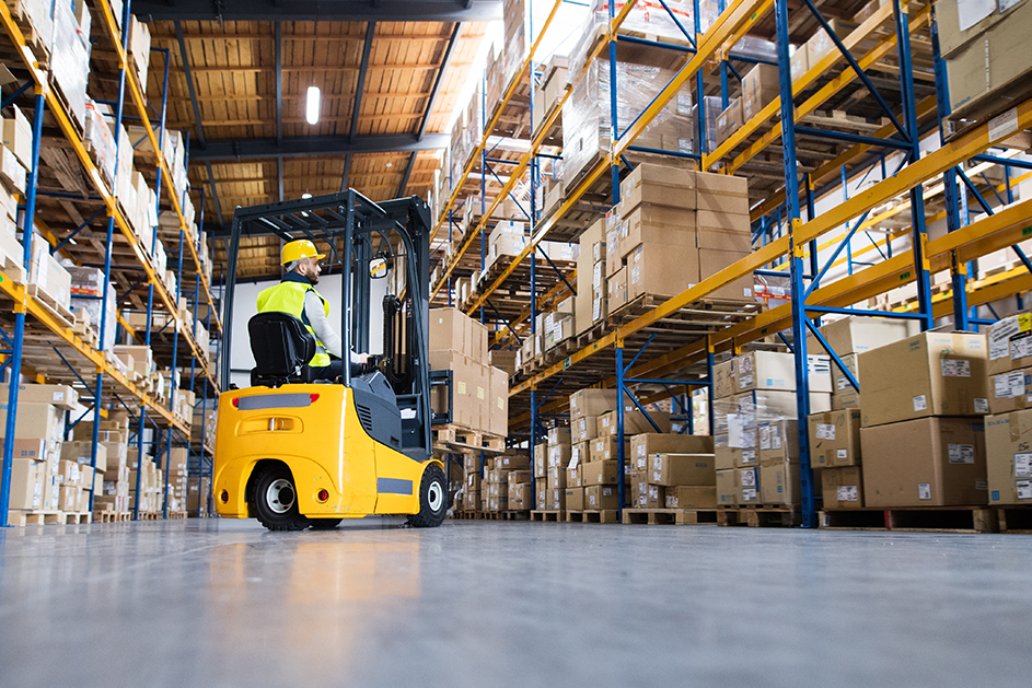 Forklift driver at work