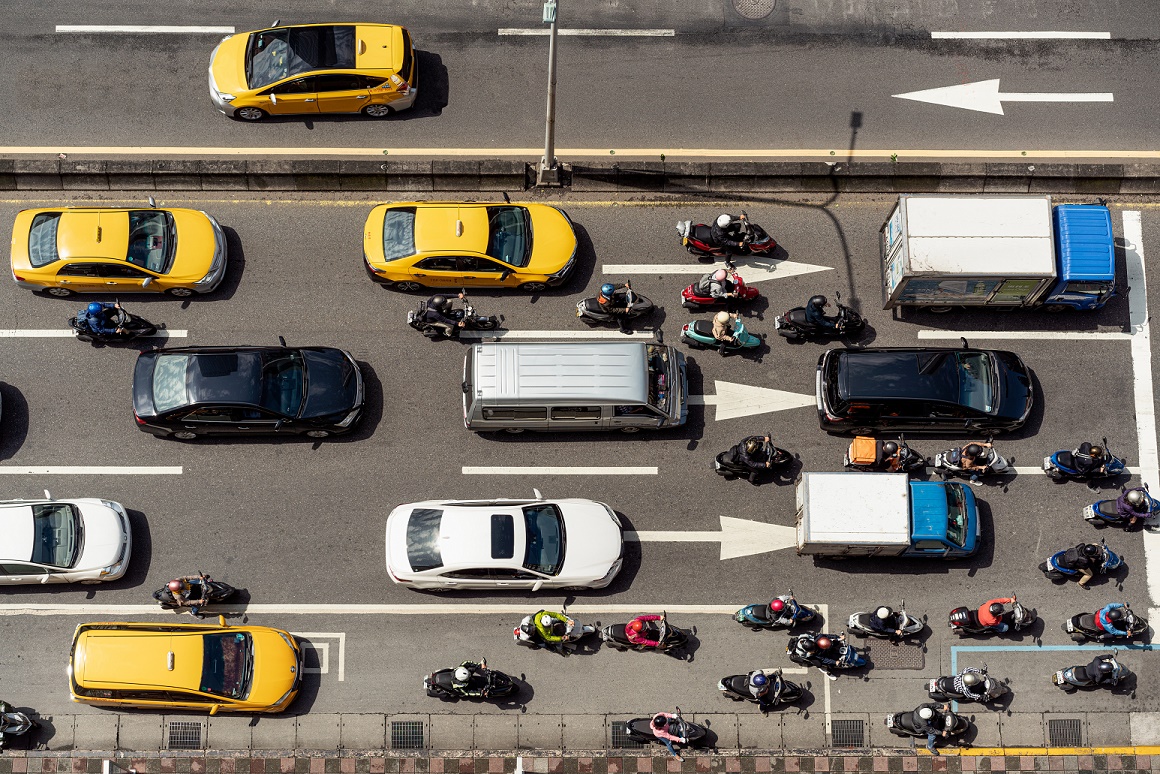 Lane filtering motorcycles from above